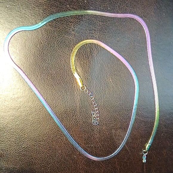 Men's Gradient Colored Stainless steel Necklace 22" - Picture 2 of 7